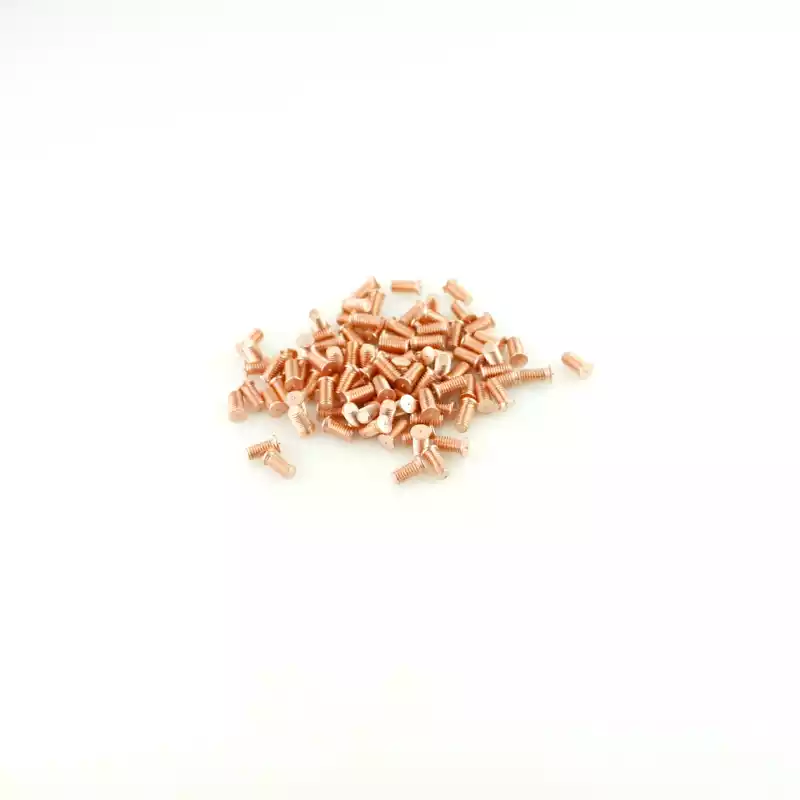A wide shot of our Mild Steel CD Weld Studs M6 x 12mm Length (copper flashed)