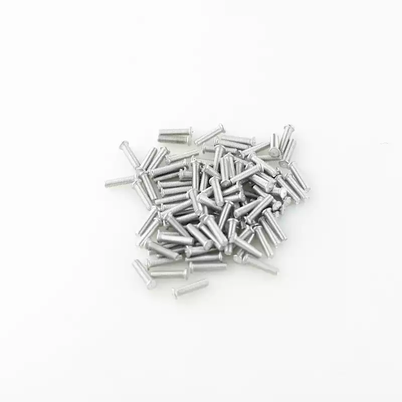Aluminium Alloy Capacitor Discharge Weld Studs M4 x 16mm Length photographed closer in
