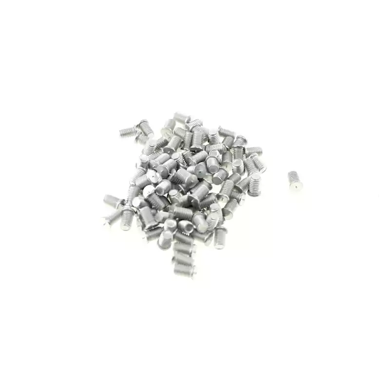 Aluminium Alloy Capacitor Discharge Weld Studs M6 x 10mm Length photographed closer in