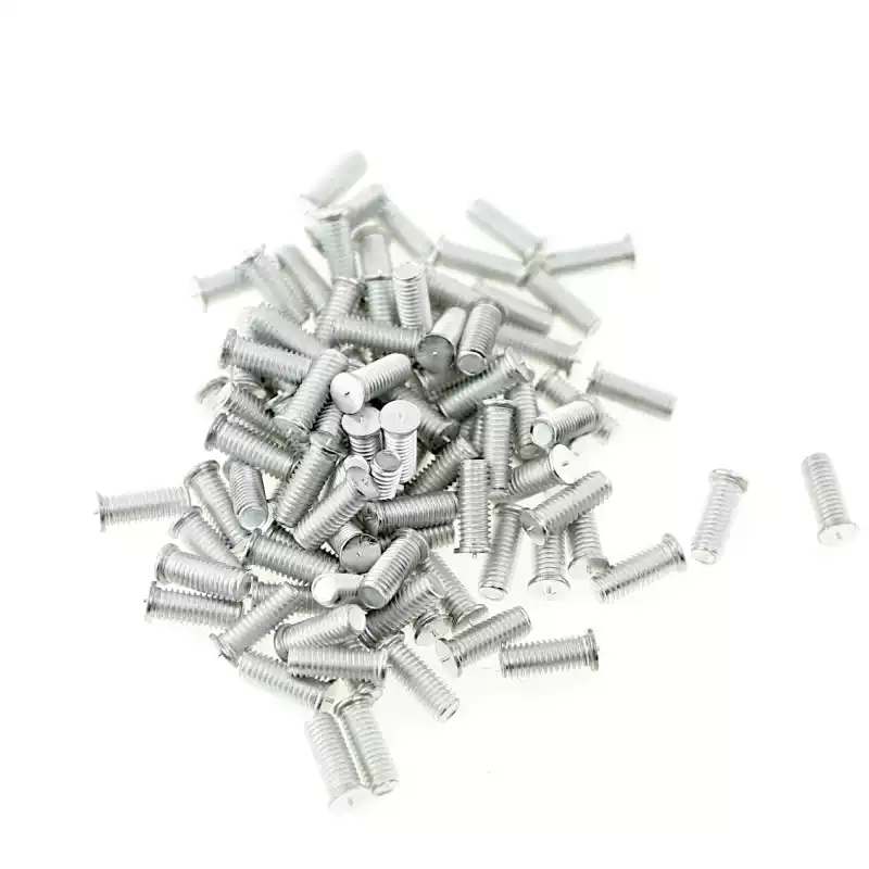 Aluminium Alloy Capacitor Discharge Weld Studs M6 x 16mm Length photographed closer in
