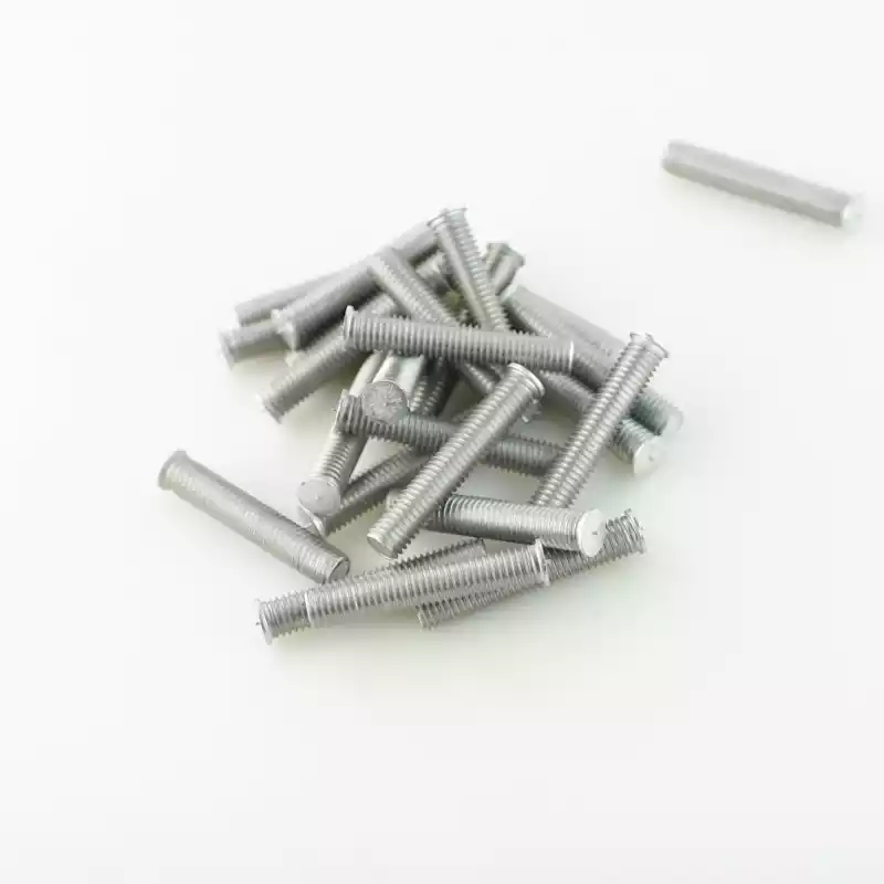 Aluminium Alloy Capacitor Discharge Weld Studs M8 x 45mm Length photographed closer in