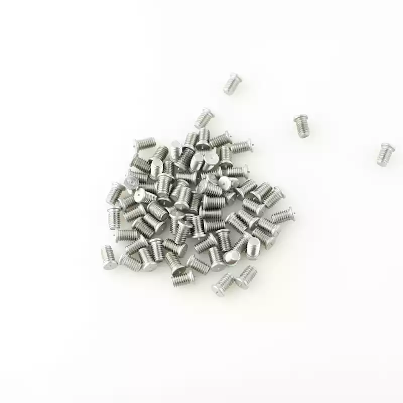 Stainless Steel CD Weld Studs M6 x 10mm Length (A2 spec.) photographed closer in
