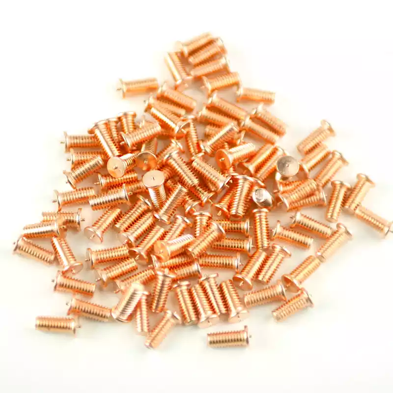 Mild Steel CD Weld Studs M4 x 10mm Length (copper flashed)