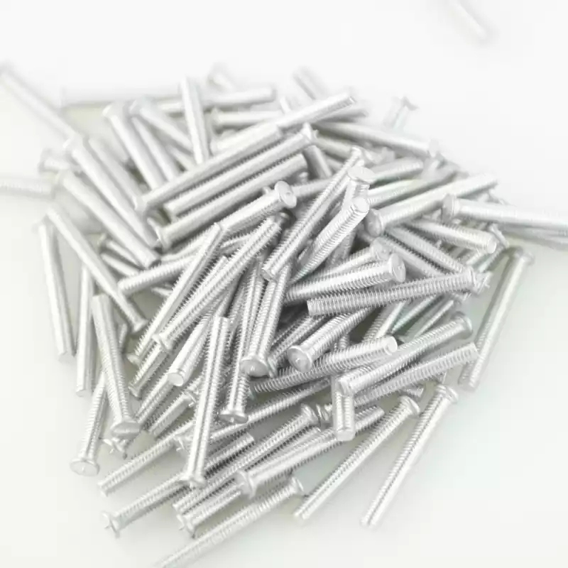 Product image extreme close up of Aluminium Alloy Unthreaded Capacitor Discharge Weld Studs M4mm Diameter x 30mm Length