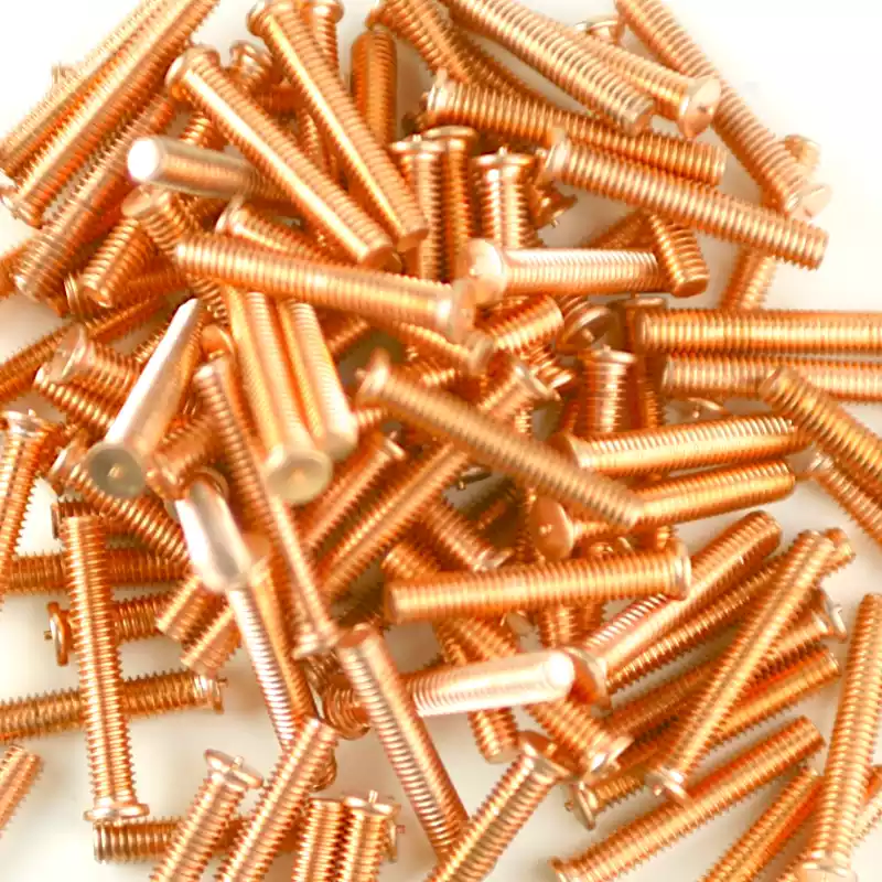 Mild Steel CD Weld Studs M4 x25mm Length (copper flashed)
