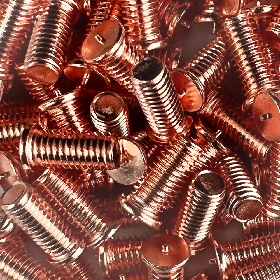 Mild Steel CD Weld Studs M5 x 12mm Length (copper flashed)