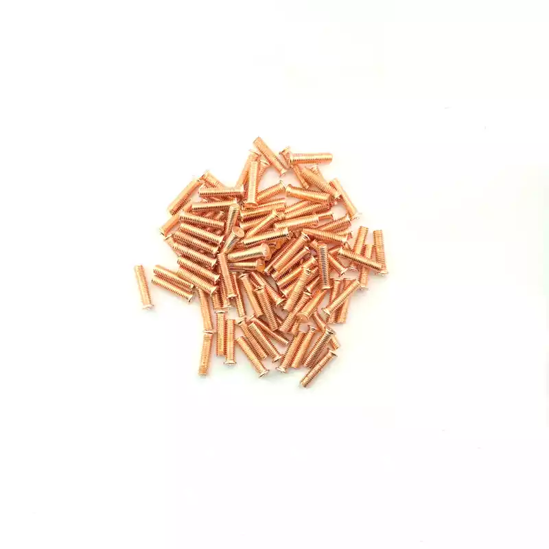 A wide shot of our Mild Steel CD Weld Studs M6 x 25mm Length (copper flashed)