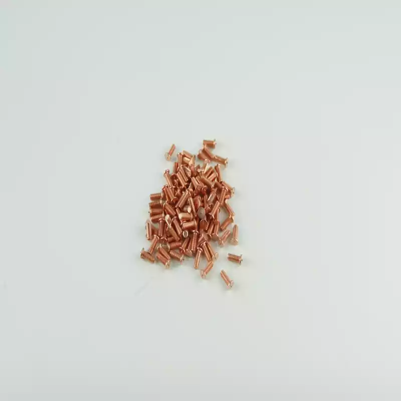 mall Product Image for Angle C of Mild Steel CD Weld Studs M3 x 8mm Length (copper flashed)