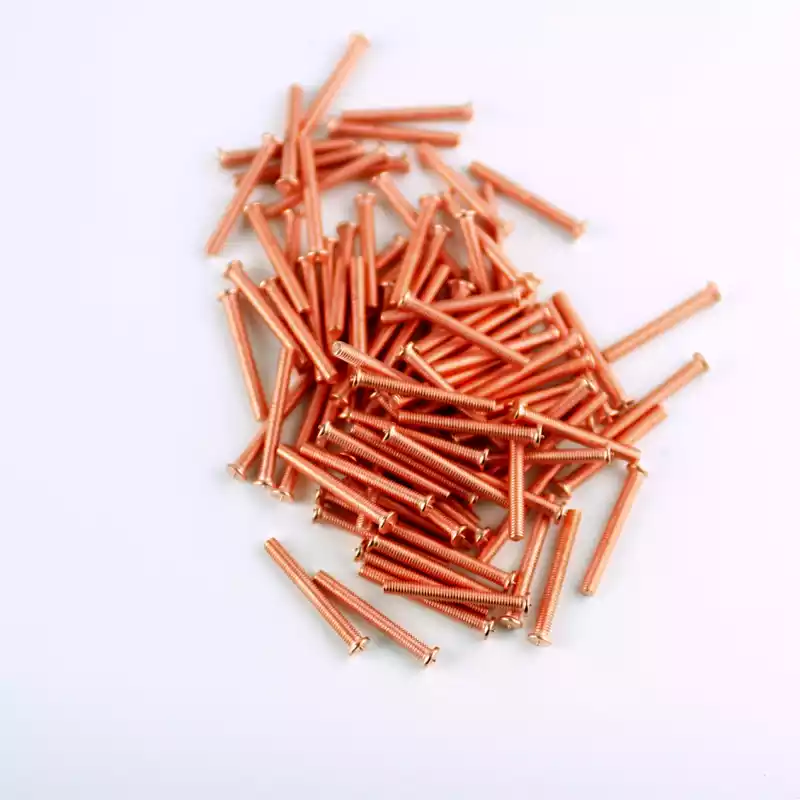 mall Product Image for Angle C of Mild Steel CD Weld Studs M3 x 25mm Length (copper flashed)