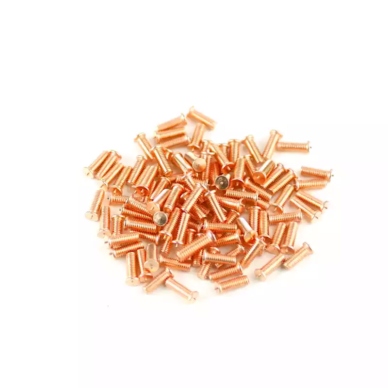 Mild Steel CD Weld Studs M4 x 12mm Length (copper flashed)