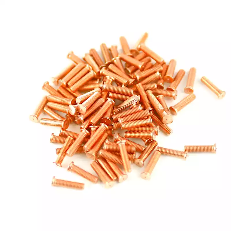mall Product Image for Angle C of Mild Steel CD Weld Studs M4 x16mm Length (copper flashed)
