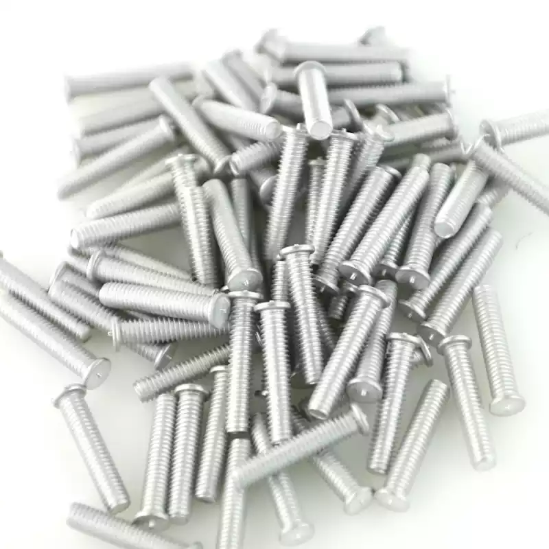 Product image extreme close up of Aluminium Alloy Unthreaded Capacitor Discharge Weld Studs 4mm Diameter x 20mm Length