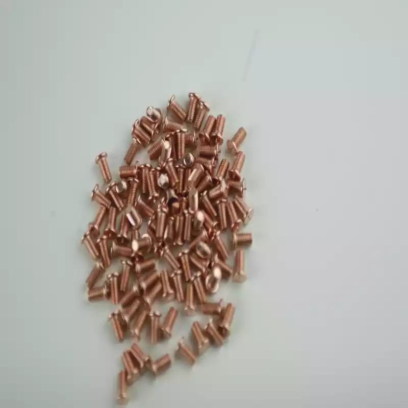 Mild Steel CD Weld Studs M3 x 6mm Length (copper flashed)