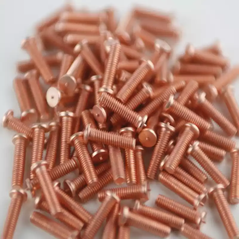 Mild Steel CD Weld Studs M3 x 12mm Length (copper flashed)